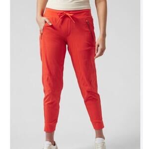 Athleta Womens Trekkie North Jogger Pants Drawstring Sz 12 Orange Stretch Active